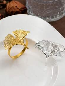 6 pièces/12 pièces/24 pièces Anneaux de serviette en forme de feuille de ginkgo, anneaux de serviette en fer simples, convenant à la décoration de table et de cuisine, créant une belle mise en place de table de Noël. - Multicolore - Voir 4