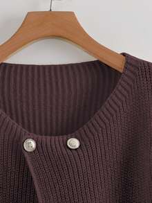 GlowEve CURVE Áo len cardigan dệt kim màu trơn trang trí nút kim loại cỡ lớn cho nữ, thường ngày đa năng, thích hợp mặc vào dịp Giáng sinh, Halloween, trở lại trường, đi nghỉ, công sở - Màu Đỏ Sâu - Xem 6