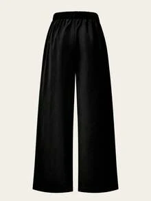 SHEIN ChillGRL 1pc Girls Premium Textured Fabric White Casual Comfortable Long Pants, Summer New Arrivals Fall Winter