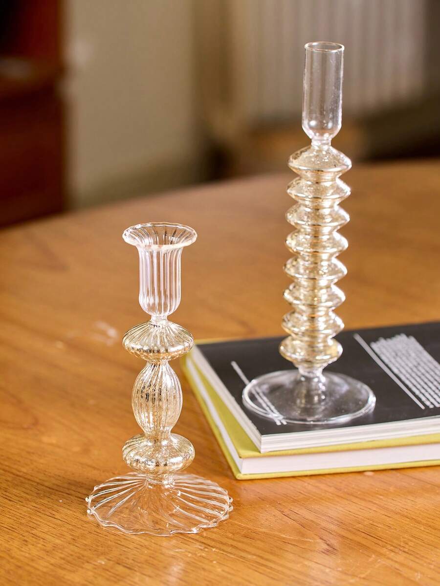 Portavelas de vidrio transparente de alta calidad, duradero y elegante - Multicolor - Ver 1