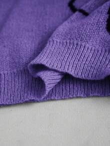 Modelyn Women's Floral Jacquard Drop Shoulder Long Sleeve Sweater And Knit Midi Skirt 2-Piece Set, Fashionable For Autumn/Winter - Purple - View 8