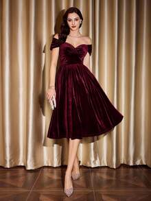 Vintamour Vestido elegante vintage de mujer con bolsillos, vestido de terciopelo para fiesta de vacaciones, ropa de otoño para mujer, ropa de otoño para mujer, atuendos de otoño para mujer, ropa de invierno para mujer, vestidos de otoño para mujer, vestidos de invierno para mujer, ropa de Halloween para mujer, ropa de Navidad para mujer, atuendo de Navidad para mujer, ropa del Día Nacional de Arabia Saudita, vestido de fiesta elegante, vestidos elegantes para fiesta, vestidos elegantes para mujer, vestido elegante verde, ropa nueva de año - Burdeos - Ver 1