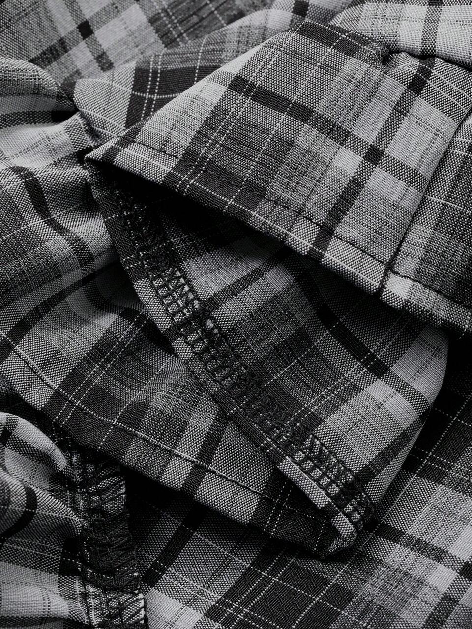 Contrast Plaid Asymmetrical Hem Patchwork Ruffle Hem Skirt, Casual Vacation Autumn/Winter Women Skirt Y2k