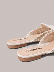 Styleloop Giày đế xuồng đế xuồng buộc dây màu mơ dành cho nữ, thoải mái khi đi nghỉ, du lịch - Màu be - Xem 5