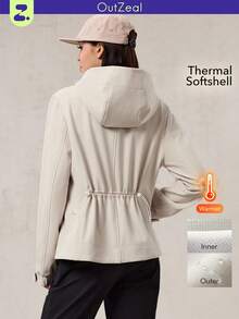 OutZeal Women Fleece Lined Zip Pocket Outdoor Shell Jacket Hiking Camping Fall Winter - Apricot - View 1