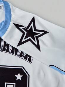 SHEIN ChillGRL 2pcs Tween Girls American Style Raglan Sleeve Graphic Tee & Applique Pocket Cargo Pants Set Girl Y2k Outfit