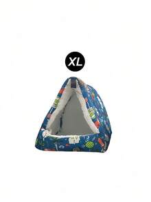 1PC Cartoon Printed Plush Full Coverage Triangle Hammock Sleeping Bag For Parrots Hamsters Small Pet Birds Autumn Winter