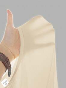 Coolane 青春期女孩四季纯色褶皱侧短款 T 恤 - 杏色 - 查看 7