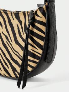 SHECARRY Túi đeo vai thời trang nữ họa tiết da bò, ví cầm tay họa tiết da bò giản dị dành cho nữ. - Đen nâu - Xem 6