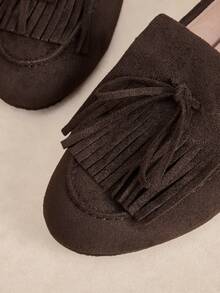 Rosivie Women's Casual Versatile Commuting Fringe Decor Flat Loafers For Christmas - Mocha Brown - View 11