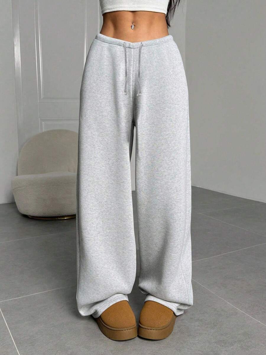 SHEIN Teens Girls' Knit Loose Casual Drawstring Ankle Length Pants