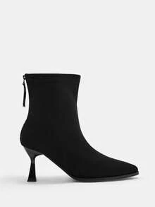 CUCCOO CURVES 女士时尚尖头高跟宽筒靴 - 黑色 - 查看 2