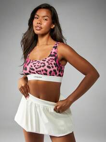 MISSGUIDED Pink Leopard Print Scoop Neck Bralette With Contrast Elastic Band Logo Detail Fashion - Pink - View 7
