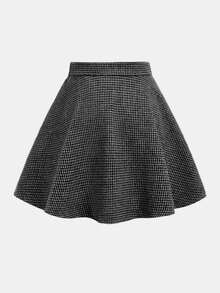 SHEIN Tween Girls' Casual Everyday Vintage Versatile Elegant Houndstooth Button-Up A-Line Skirt, Collegiate Patterned Skirt - Black - View 6