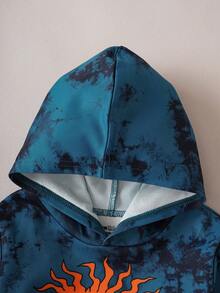 Nick 90s | SHEIN Young Boy Cute Cartoon Figure And Tie-Dye Casual Hooded Long Sleeve Sweatshirt - Multicolor - View 4