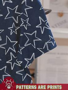 Resyla Women's Allover Star Print T-Shirt, Cute Street Style, Suitable For Back To School, Commuting, Fashionable In Autumn And Summer - Multicolor - View 4