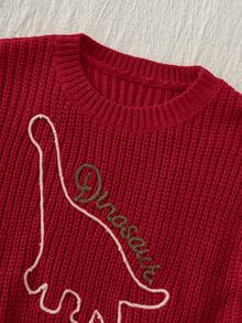 Loomiva 男婴卡通恐龙图案万圣节圆领长袖毛衣，秋冬季款