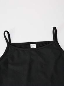 SHEIN ChillGRL Streecool 儿童休闲青少年女孩宽松街头风格牛仔印花裤、短款吊带背心、长袖连帽网眼衬衫三件套服装，时尚