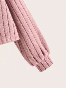 SHEIN Teens' Solid Color Round Neck Casual Sports Long Sleeve T-Shirt Long Sleeve Tops Suitable For Everyday, School, Vacation, Party Occasions Suitable For All Seasons - Spring, Summer, Autumn, Winter - Dusty Pink - View 3