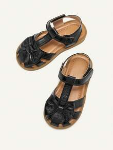 Cozy Pixies 夏季时尚女童平底凉鞋，金色公主风舒适鞋，适合度假派对 - 黑色 - 查看 7