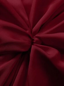 Franclia Váy dạ hội satin màu sâm panh, thiết kế cổ tròn xoắn, váy dài ôm sát tay loe, lý tưởng cho tiệc tối/tiệc tùng - Màu Đỏ Sâu - Xem 7