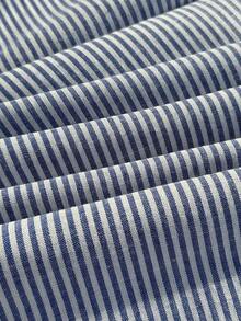 Comfortcana Plus Size Casual Loose Striped Drawstring Waist Pants - Navy Blue - View 8