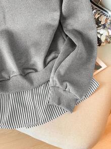Modelyn Striped Patchwork 2 In 1 Long Sleeve Elegant & Fashionable Women Sweatshirt - Multicolor - View 3