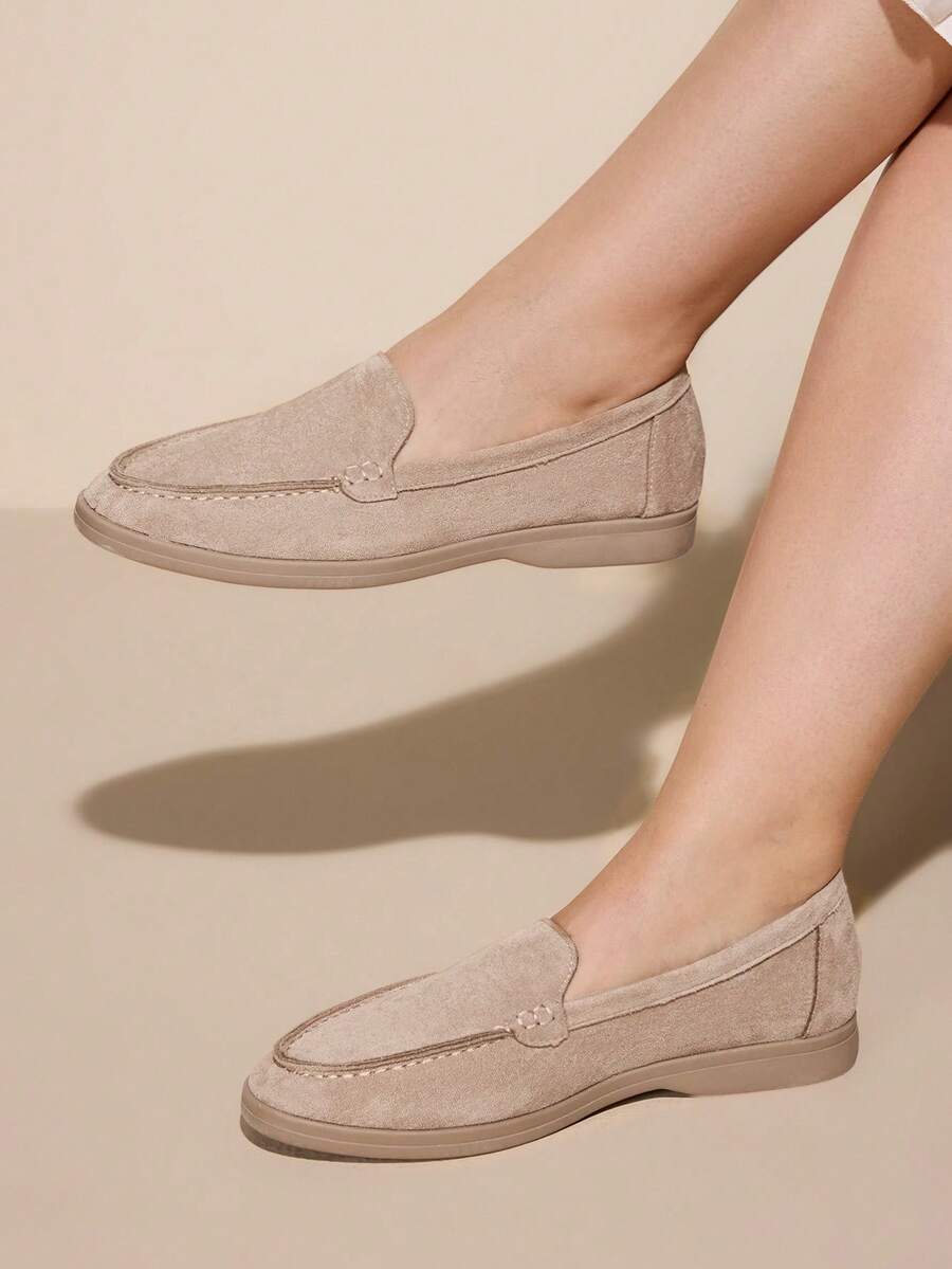 CUCCOO CURVES Women's Casual Flat Comfortable Wide Fit Shoes For Daily Commute For Christmas - Apricot - View 1