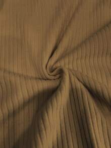 Franclia 优雅圆领针织T恤，简约时尚针织上衣，秋冬款 - 棕色 - 查看 5