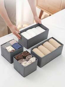 Hộp đựng đồ vải gấp gọn, ngăn kéo đựng quần áo, đồ lót, áo ngực, tất, đồ lót, tủ quần áo, tiết kiệm không gian, trang trí nhà cửa, phòng ký túc xá, thùng đựng đồ màu đen thiết yếu, vật dụng gia đình cần có - Màu xám đen - Xem 9
