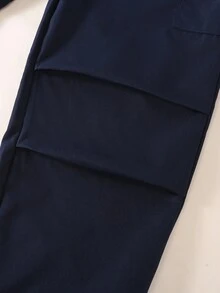 SHEIN Explorewe 女童休闲条纹卫衣和裤子套装，适合秋冬季日常休闲、上学、户外、运动 - 藍色 - 查看 7