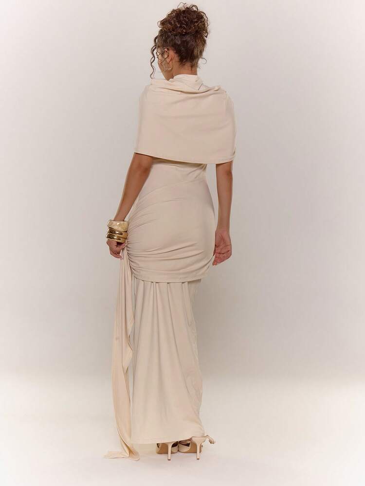 MUSERA Đầm maxi dài xếp lớp, ôm sát, thanh lịch, thích hợp cho mùa xuân hè, các dịp đặc biệt, gợi cảm, kỳ nghỉ, lễ cưới, tiệc độc thân, tiệc chia tay đời độc thân, lễ Phục sinh. - Kem - Xem 2