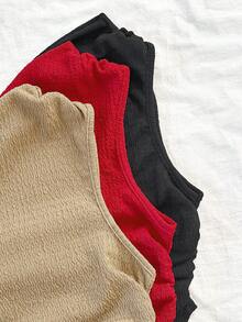 Conjunto de 3 piezas con top asimétrico casual de uso diario y de verano para vacaciones, talla grande 2 piezas adicionales, para volver al colegio o para la hora del té por la tarde - Multicolor 9 - Ver 6