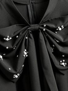 Modelyn Blusa de manga larga con decoración de mariposa y perla, estilo elegante de palacio para mujer de talla grande - Negro - Ver 6