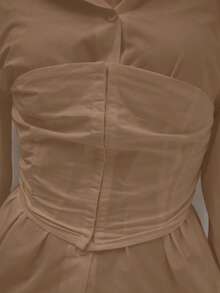 MUSERA Cinched Corset Detail Button Down Long Sleeve Shirt Classy Sexy Streetwear Fall Autumn Night Out Winter Christmas Party