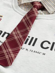 AXEPEAK 男士针织休闲宽松长袖二合一保暖内衬运动衫，适合秋冬 - 淺灰色 - 查看 5