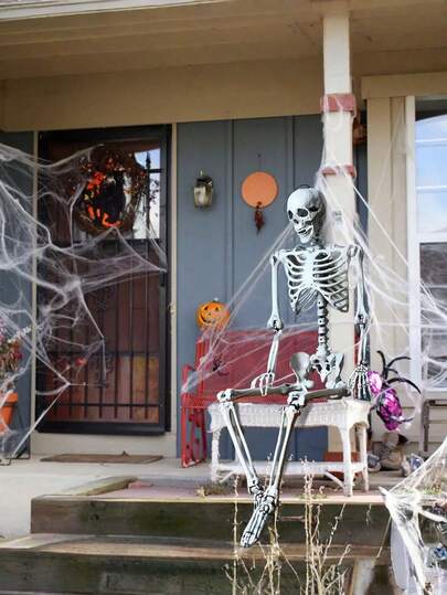 One 35-Inch Halloween Skeleton Anatomical Model, Realistic Human Bone Decoration, Spooky Party Prop, Adds A Festive Atmosphere To Rooms, Homes, Themed Parties, Family Gatherings, And Outdoor Garden Hanging Decorations (Easy To Hang).