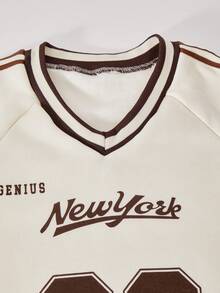 SHEIN Explorewe Tween 女童休闲卫衣套装，胸前字母印花，罗纹领，裤子两侧有口袋，适合秋冬季外出、散步、购物、通勤，可搭配夹克、外套