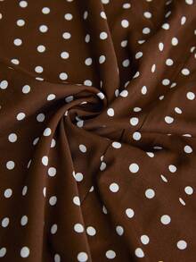 Aveloria Modichic Minimalist Elegant Polka Dot Satin Round Neck Sleeveless Dress, Versatile For Commute And Everyday Wear - Brown - View 7