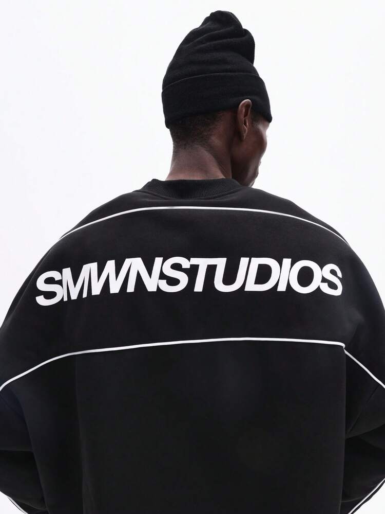 Crop Sweatshirt With White Logo Print