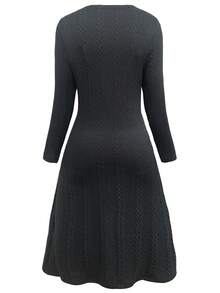 Plus Size Casual Commuter Plaid Patchwork 2 In 1 Dress - Grey - View 2