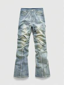 ROMWE MEN Casual Calça Jeans Casuais Estilo Vintage de Cor Clara Masculino