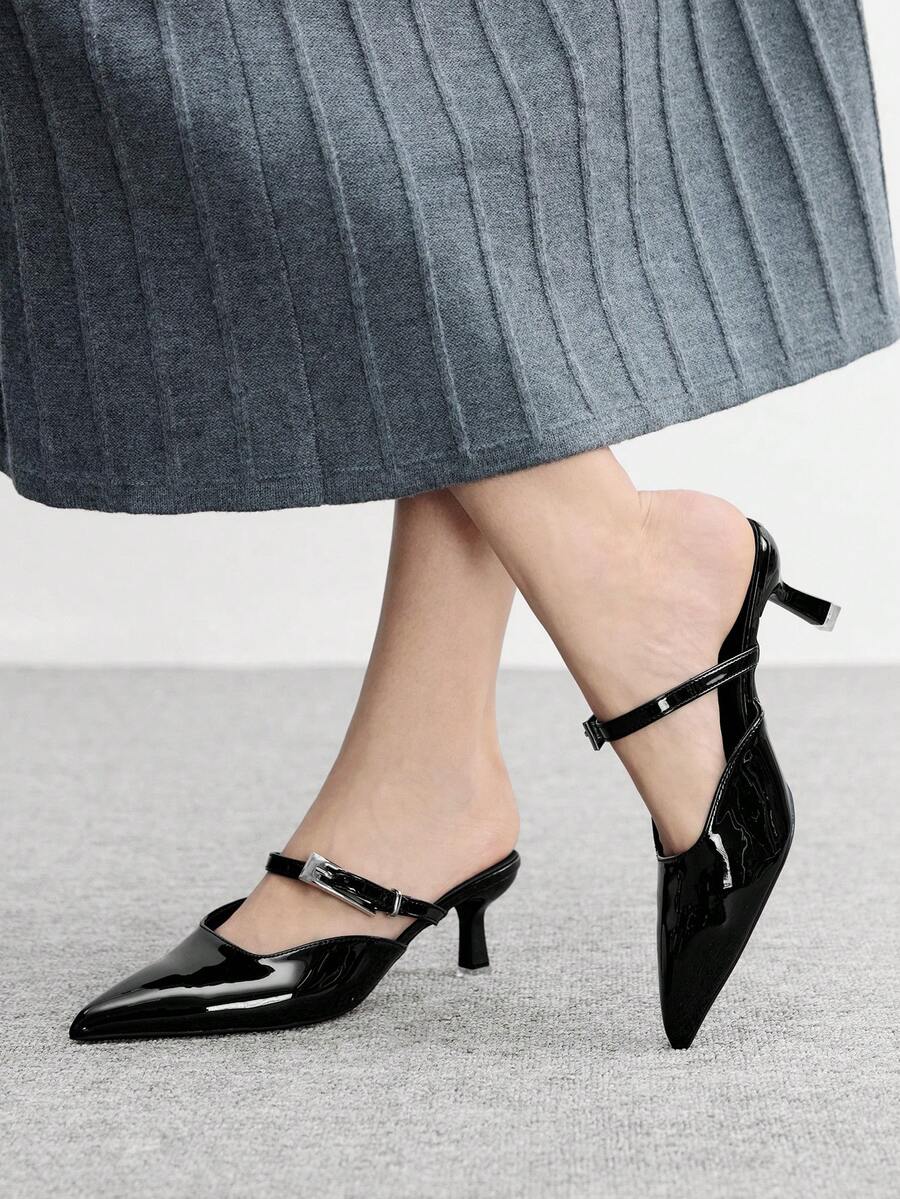 CUCCOO BIZCHIC Zapatos de tacón alto de aguja con rhinestones y lazo para mujer, elegantes, dulces, sexy y de moda gótica, de ante negro con slip-on, para vestidos formales, té de la tarde, citas, fiestas, banquetes, Halloween, Navidad, Acción de Gracias, Día de San Valentín