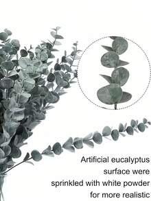 10/30/70 Pieces Of Artificial Eucalyptus Stem Plants, Imitation Eucalyptus Branches And Stems, Suitable For Wedding - Green - View 3