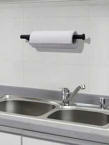 1个自粘式壁挂黑色纸巾架，安装简便，适用于厨房、浴室、橱柜、水槽、阳台，也可用于存放保鲜膜/纸巾，是一款必备的多用途纸巾收纳用品！ - 黑色 - 查看 7