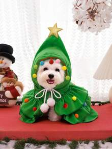 Piece Set Adjustable Size For Dogs Cats Soft Fleece Warm Lining Red Green Plaid Christmas Pattern Pet Clothes Christmas Holiday Autumn Winter Season Festive Pet Costume Outfit - Green - View 2