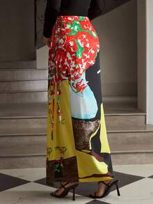 ZEYLAH 女士新款百搭彩色真丝印花A字中长裙 - 彩色 - 查看 3