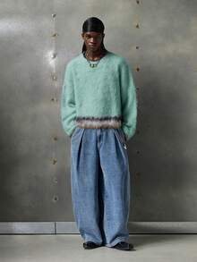 NEON BLANC品牌男士秋冬新款条纹套头羊毛衫，时尚宽松休闲风格 - 綠色 - 查看 6