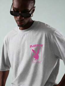 PLAYBOY X SUMWON Áo thun crop top cỡ lớn in logo lớn ở lưng và ngực - Xám - Xem 6