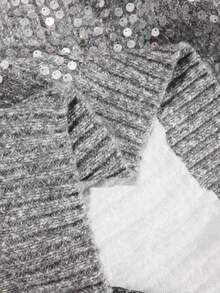 Zelara Áo len chui đầu rộng rãi đính sequin cỡ lớn cho nữ, Áo chui đầu đính sequin mùa thu/đông, Áo len đính sequin màu xám, Áo len màu xám lấp lánh, Áo len chui đầu màu xám, Áo len đính sequin nữ, Áo len nữ, Áo len đính sequin màu xám - Xám - Xem 11